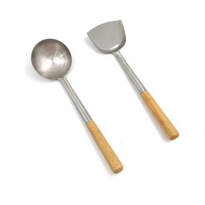 China Sustainable 2 Pcs Set  Kitchen Utensil Set,Cooking Tools Set,Soup Ladle and Shovel with Wood Handle for sale