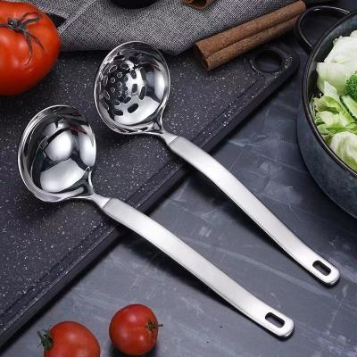 China Sustainable JYCJ Hot Sale Product kitchen tools cooking set 18/8 stainless steel soup colander Soup Ladle Long Handle Big Soup Spoon for sale