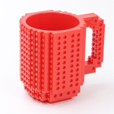 China Sustainable Feiyou hot selling 350ML Cylinder shape Creative Lego Brick Mug Eco-friendly Material DIY Building Blocks plastic Coffee Cup mug for sale