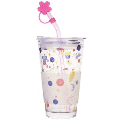 China Modern Hot selling straw drinking glass tumbler juice water eco friendly leakproof glass cup manufacturer for sale