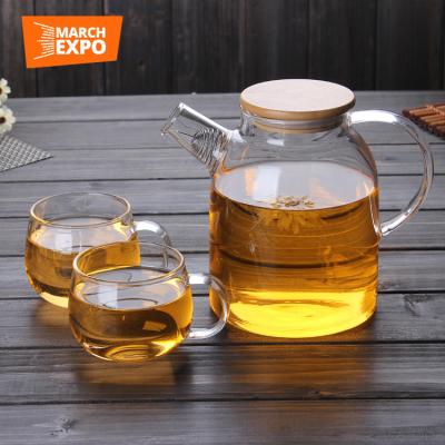 China Direct Fire Pyrex 1600ml Glass Sustainable Heat Resistant Teapot With Handle for sale