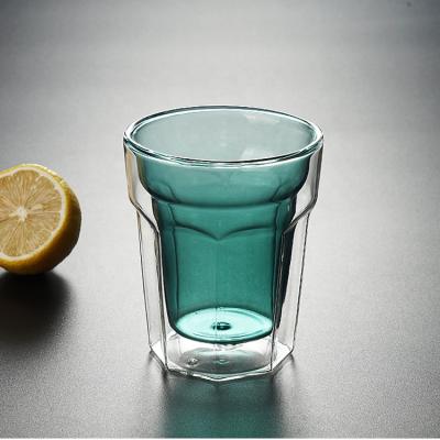 China China Manufacturer Sustainable Glass Hexagon Drinking Glass Cup Green Water Tumbler for sale