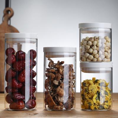 China Stored Eco Bamboo Empty Glass Herb Jar Airtight Canister Spices Jar for sale