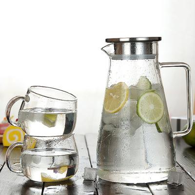 China Viable Reliable Quality Glass Pitcher With Lid Tea Cup Set Water Jug With Spout for sale