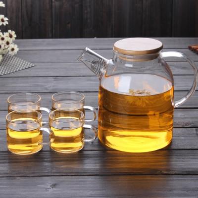 China Viable Teapot Fire Resistant Glass Flower Glowing Tea Kettle for sale