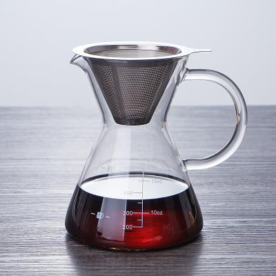 China High Quality Sustainable Pour Over Coffee Maker Set Coffee Dripper Pot With Stainless Steel Filter for sale