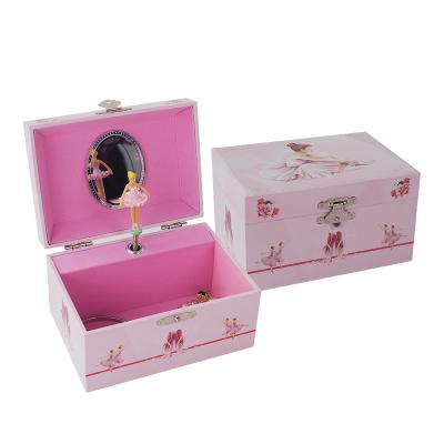 China Eco-Friendly Design Custom New Pink Wooden Gift Box Packaging Dancing Ballerina Music Box for sale