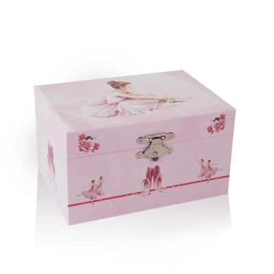 China New Arrived Children's Music Box Ballerina Jewelry Music Box Pink Paper for sale