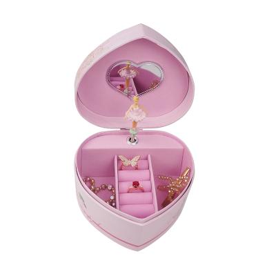 China Cheap Jewelry Box 2020 Eco-friendly J Jewelry Box Storage Heart Shape Mirror Jewelry Box For Kids for sale