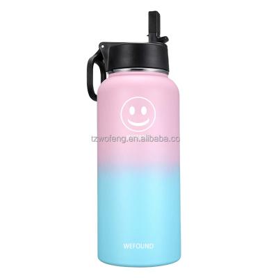 China Sustainable 32ozWater Bottle With Straw , Wide Sturdy Straw Lid , Wide Mouth Vacuum Insulated Stainless Steel Water Bottle for sale