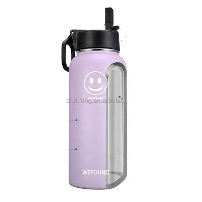 China Sweatproof 32oz Double Wall Sustainable BPA Free Vacuum Insulated Stainless Steel Water Bottle With Straw for sale