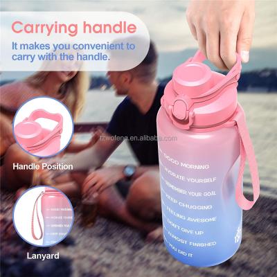 China 2.2L/3.8L Sport Industrial Motivational Plastic Water Bottle with Time Marker and Straw, Tritan BPA Free for sale