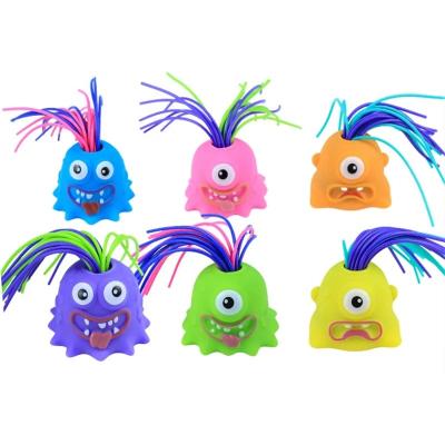 China Funny Kids Toys Innovative Design Funny Gag Joke Pulling Hair Unique Colorful Decompression Funny Screaming Monster for sale