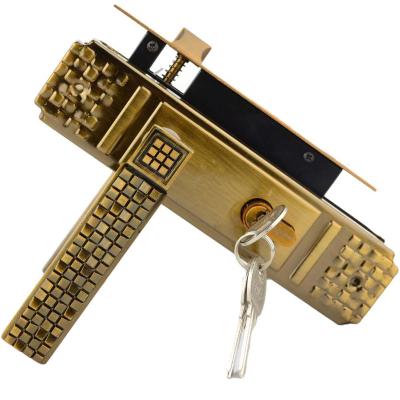 China Traditional Aluminum Reliance Plate Iron Handle Popular Middle Pull Door Lock for sale