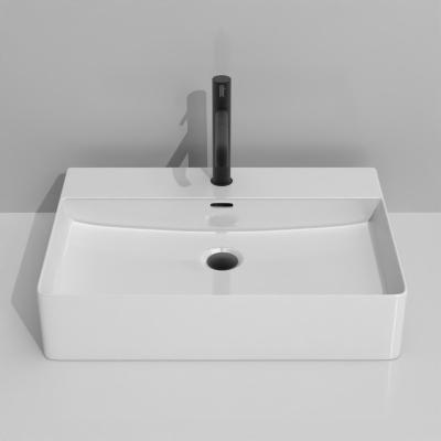 China Modern Home Fully Concealed Fixture Bathroom Sink Hand White Rectangular Ceramic Wash Basin for sale