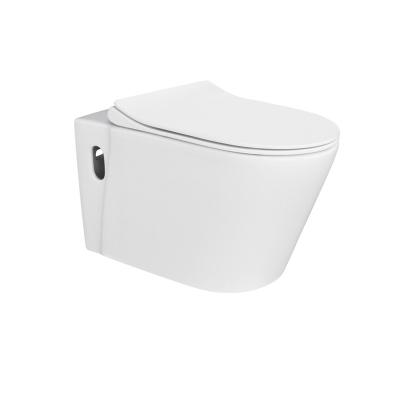 China Hot Sale Double-flush Ceramic Ware WC Sanitary Toilet Round Rimless Wall Mounted Toilet Water Saving Dual Flush Modern 3/4.5L Hotel for sale