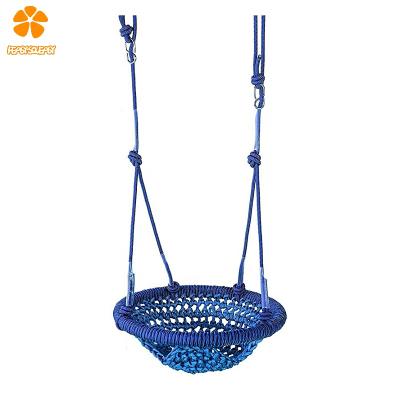 China Durable Outdoor Indoor Garden Playground Park Cloth Blue Backyard Bucket Rope Swing Seat for sale