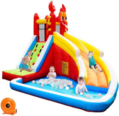 China Indoor and Outdoor Party PVC Playground Sets Kids Inflatable Bouncer with Big Splash Pool and Long Water Slide for Toddler for sale