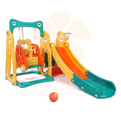 China HDPE Playground Toddler Climber Swing Set Slide with Basketball Hoop for sale