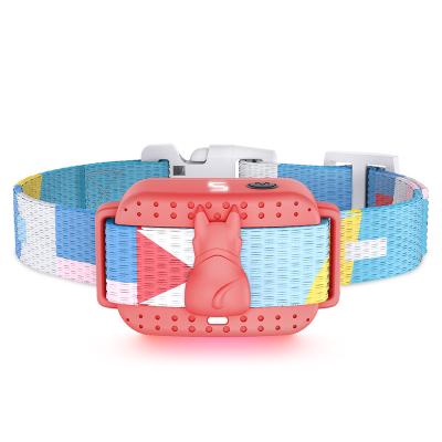 China Ponrio Stop Bark Plastic Dog Collar No Bark Control Collars Innovative Dog Anti Bark Collar Cute Design Pink Color Blue Color for sale