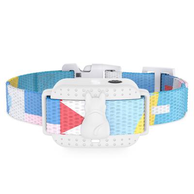 China Ponrio Stop Bark Plastic Dog Collar No Bark Control Collars Innovative Dog Anti Bark Collar Cute Design Pink Color Blue Color for sale