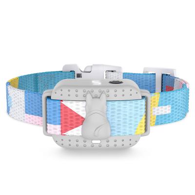 China Ponrio Stop Bark Plastic Dog Collar No Bark Control Collars Innovative Dog Anti Bark Collar Cute Design Pink Color Blue Color for sale