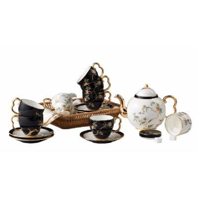 China Viable High Quality Flowers Coffee and Retro Pomegranate Home 17 Coffee Cup Set of Tea Sets for sale