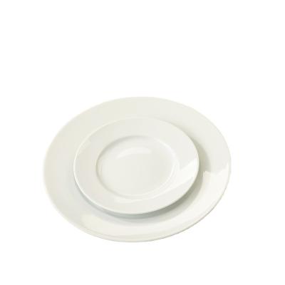 China Aurartic Porcelain Hotel Custom Simple Viable Restaurant Wedding Fine White Ceramic Empty Tableware Ring Dish for sale