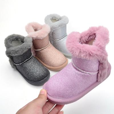 China CUSHIONING Custom Girls Fashion Charm Novelty Outdoor Kids Children Rhinestone Glitter Bling Sequin Winter Snow Boots for sale