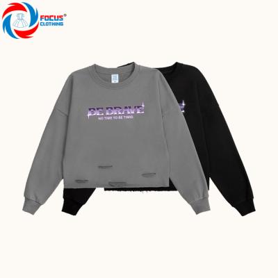 China New Selling Casual Long Sleeve Breathable Tops Gradient Hole Stereo Printing Women's Sweatshirts for sale