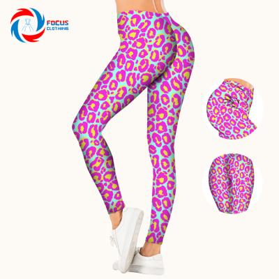 China Wholesale Stylish Women Breathable Gym Jogger High Waist Designed Tights Pants Digital Printing Thick Leggings For Women for sale