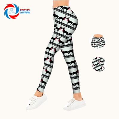 China Latest New Design Elk Print Women Gym Leggings Ladies Office Stretch Pants Breathable Sports Jogger Women for sale