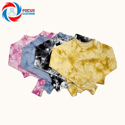 China New Arrivals Breathable Woman Apparel Fitness And Yoga Common Wear Tie Dyed Yoga Shirts for sale