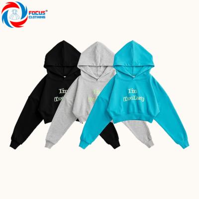 China New Amazon Breathable Drop Top Tricolor Casual Letter Printing Cropped Hoodie Woman for sale