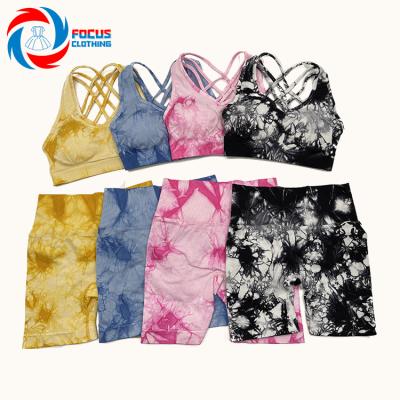 China European and American Breathable Gym Clothing Peach Hip Fitness Women Link Dye Gaiters Suit for sale