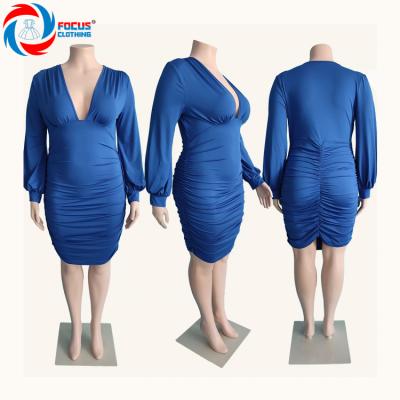 China Viable newcomers fall v neckline office dresses formal women plus size bend elegant women dresses for sale