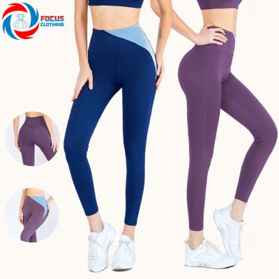 China Breathable yoga leggings women fitness ladies compression sporty women tights splicing crack! crack! pants and pants for sale