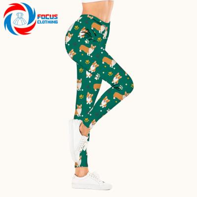 China Cute Breathable Corgi Pets Print Women Polyester Spandex Plus Size Yoga Pants Workout Full Length Leggings for sale