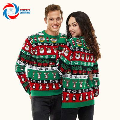 China Breathable European American Christmas Couples Design Sweater Women And Men Christmas Knitted Sweater for sale