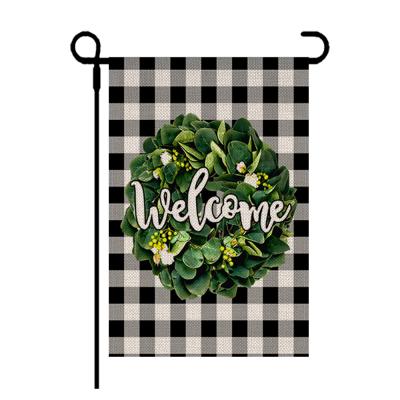 China Fashion China Manufacturing Cheap Double Sided Buffalo Plaid Yard Home Garden Flag for sale