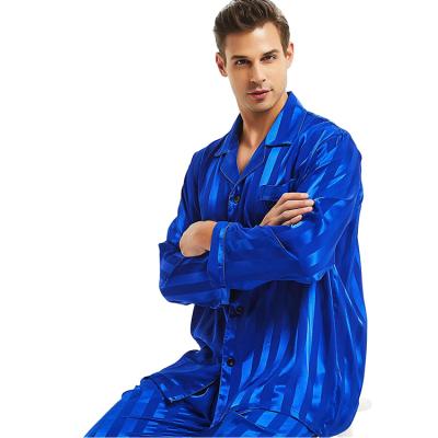 China QUICK DRY Custom Made Man Long Sleeve Nightgown Silk Man Pajamas Satin Sleepwear Set for sale