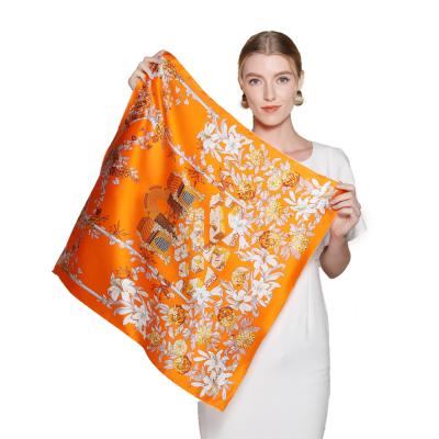 China Custom Large Women's Scarf Anti-puffiness Custom Large Women's Silk Scarves Digital Printing Silik Ladies Polyester Hair Square Scarves for sale