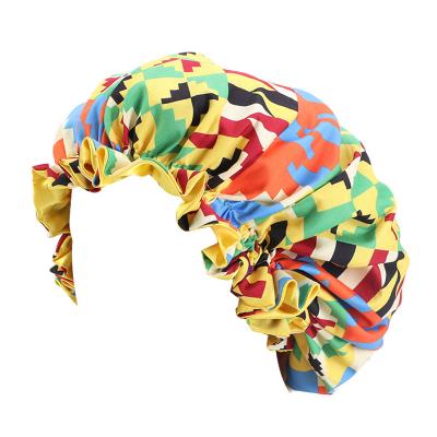 China Wholesale Print Women Fashion Night Sleep Hat Chemo Hats Satin Hair Designer Medium Hood for sale