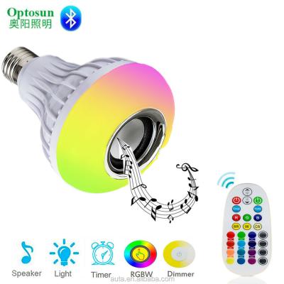 China Smart E27 12W AC100-240V LED Desktop Music RGB Color Changing LED Speaker Light Bulb Radio with Remote Control LED Lamp Audio Bulb for sale