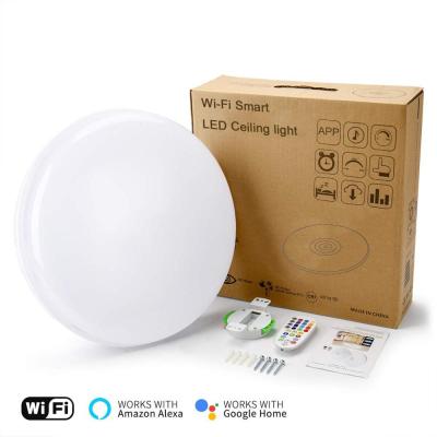 China Diameter 300MM 24W RGBW Smart WIFI APP Control Ceiling Light Simple Modern Living Room Home Use Color Changing Tuya Alexa Google Ceiling Light for sale