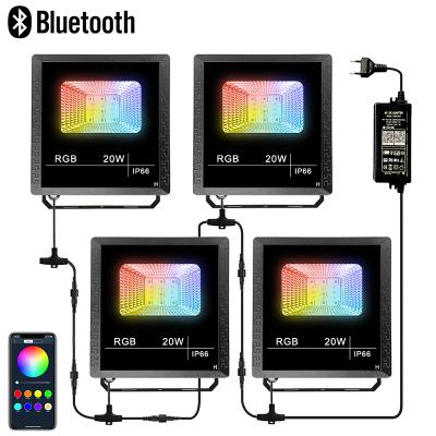 China Outdoor Smart LED Flood Lights RGB Color Changing 20W RGB APP Control IP66 Waterproof Timing For Outdoor Garden 4-in-1 Stage Lighting for sale