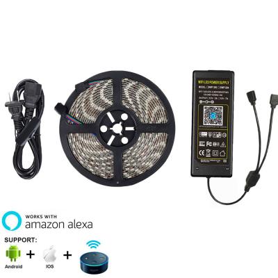 China Garden IP65 WIFI LED Strip Light 1 Coil 5050SMD DC12V RGB 30LEDs/m Waterproof Smart Phone APP Controlled by Amazon Alexa Tuya Google for sale