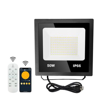 China High Quality Smart Garden LED Flood Light 50 Watt RGB Color APP Garden IP66 White Remote Control Outdoor Flood Lights Bridge Park for sale