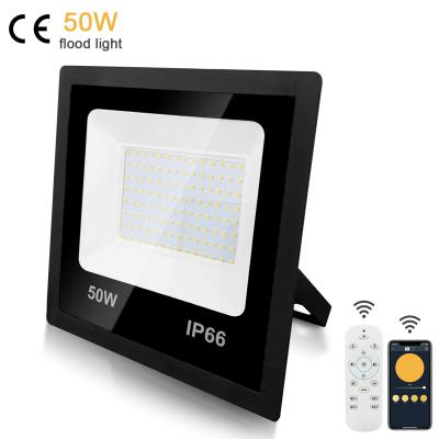 China Indoor High Lumen 50W LED Flood Lights Gear APP Control Dimmable Floodlight IP66 Waterproof Outdoor Garden Park Flood Light for sale