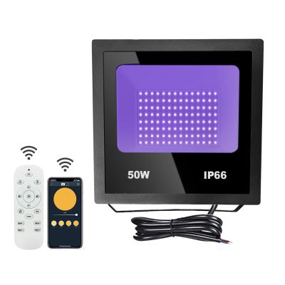 China Fluorescent Party Flood Light 365NM Purple UV Stage Lighting with Remote Timer IP66 Waterproof for Dance Party Body Paint Black UV LED Flood Light for sale